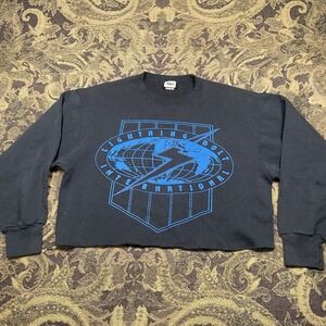 Vtg 90s Lightning Bolt International black boxy sweatshirt Womens Size Medium
